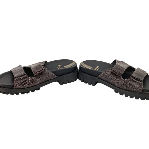 Sam Edelman Womens Brown Snake Print Slide Sandals Straps & Black Sole Size 8.5 - Picture 7 of 10